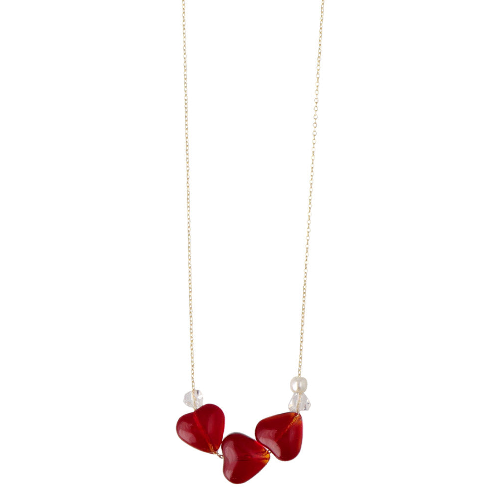 Triple Heart Charm Chain Necklace