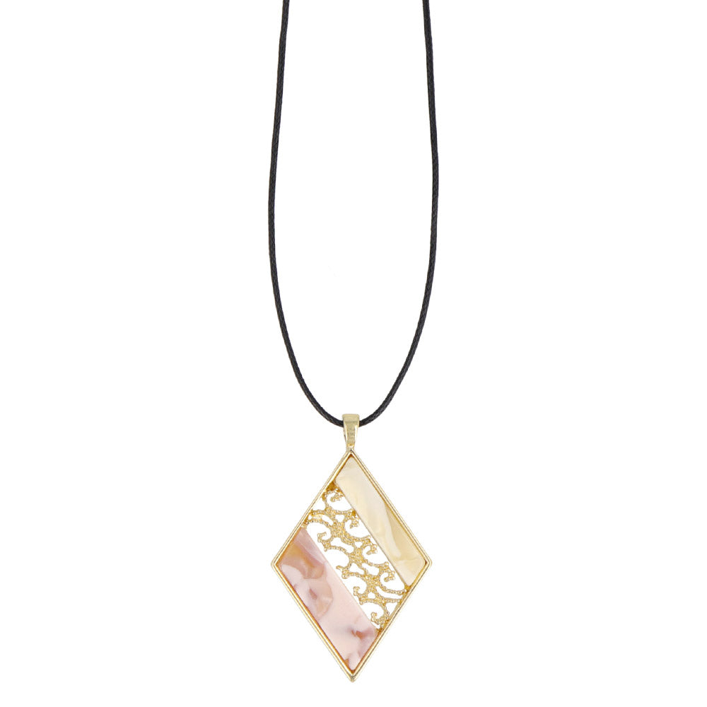 Mixed Texture Rectangle Pendant Necklace