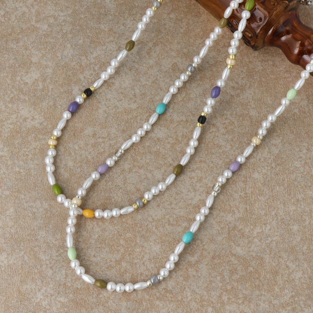 Pearl and Colored Bead Necklace