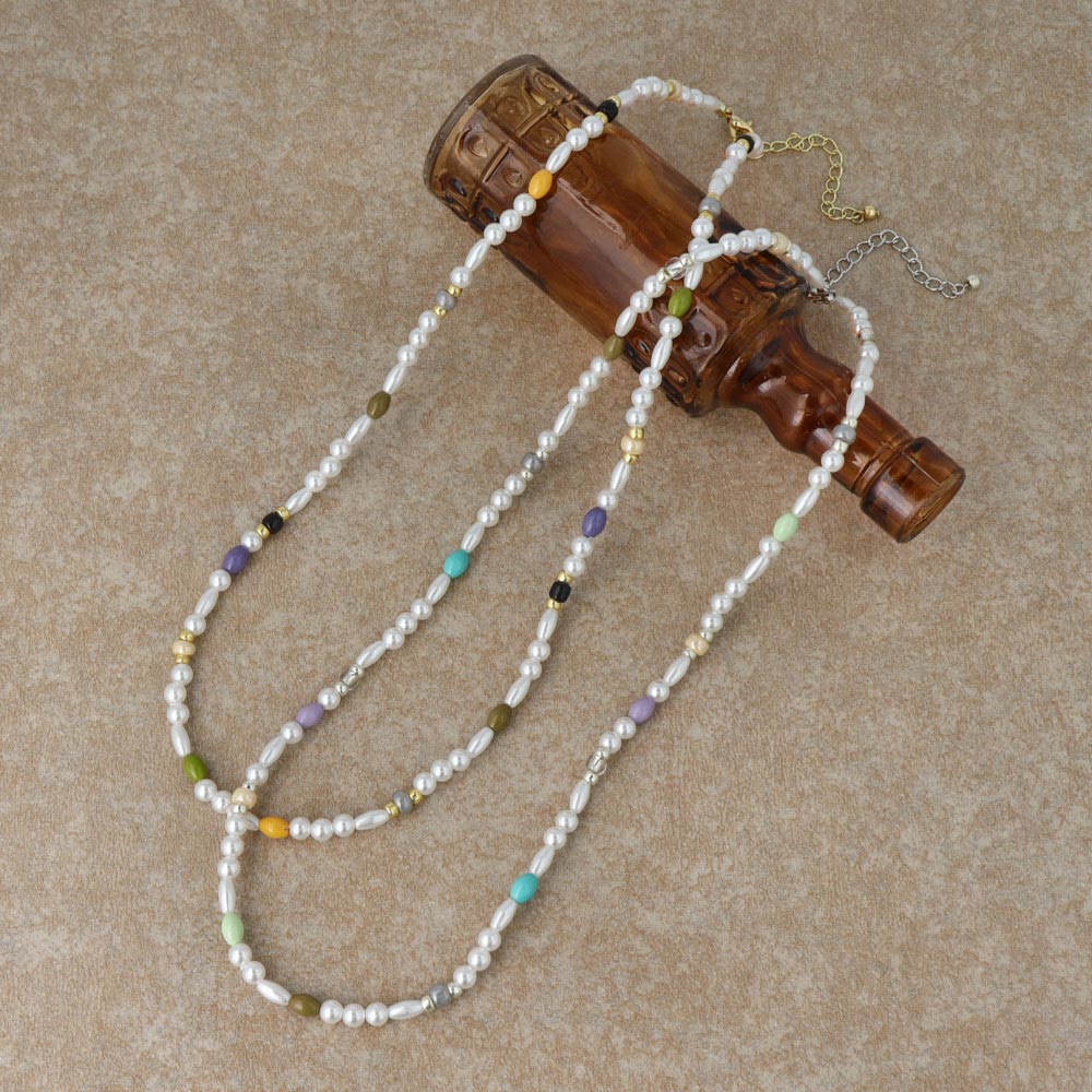 Pearl and Colored Bead Necklace