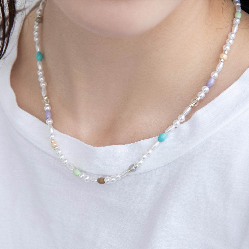 Pearl and Colored Bead Necklace