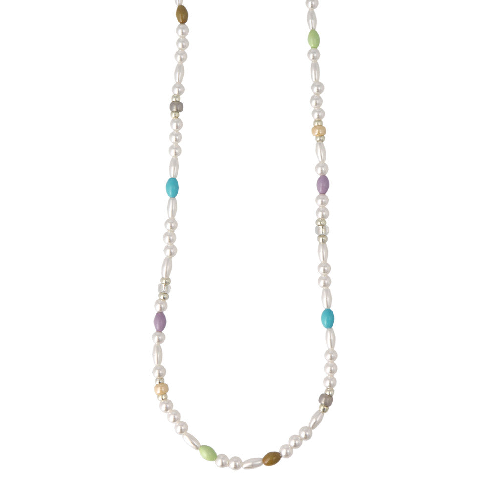 Pearl and Colored Bead Necklace