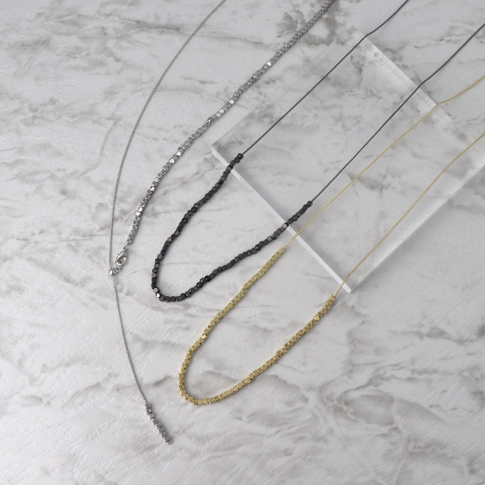 Two Way Cube Bead Slider Necklace