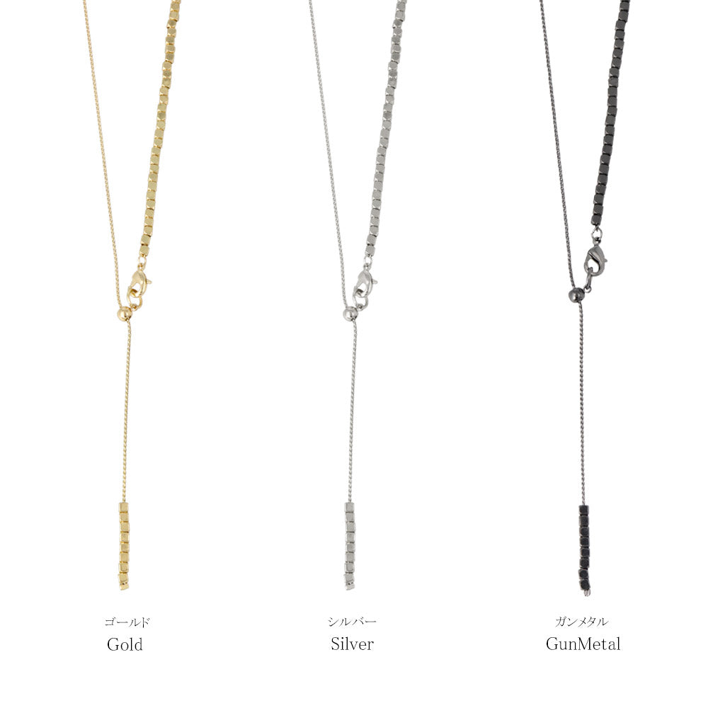Two Way Cube Bead Slider Necklace