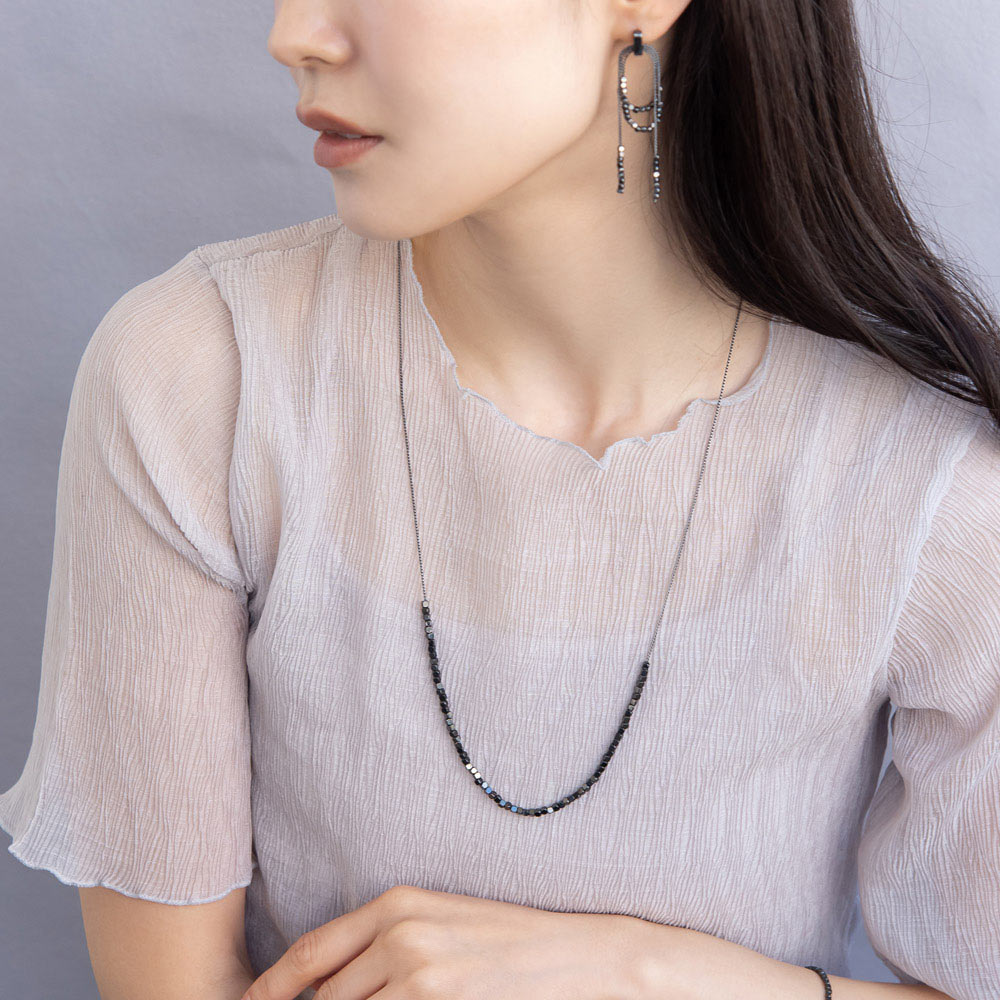 Two Way Cube Bead Slider Necklace