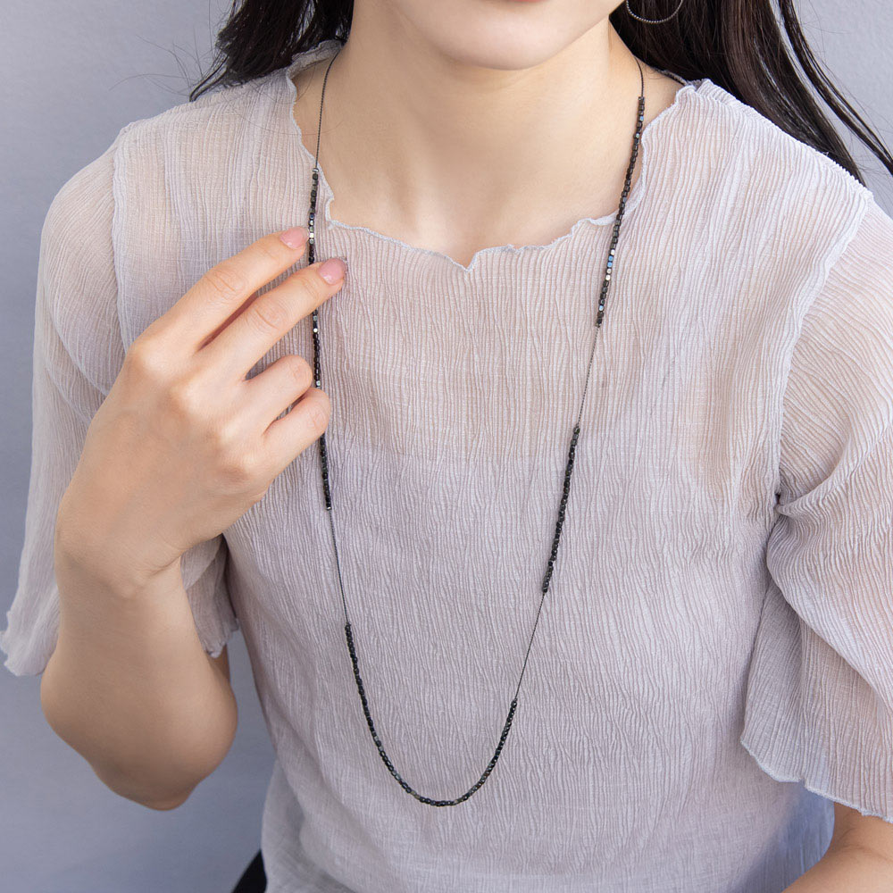 Cube Bead Long Asymmetrical Necklace