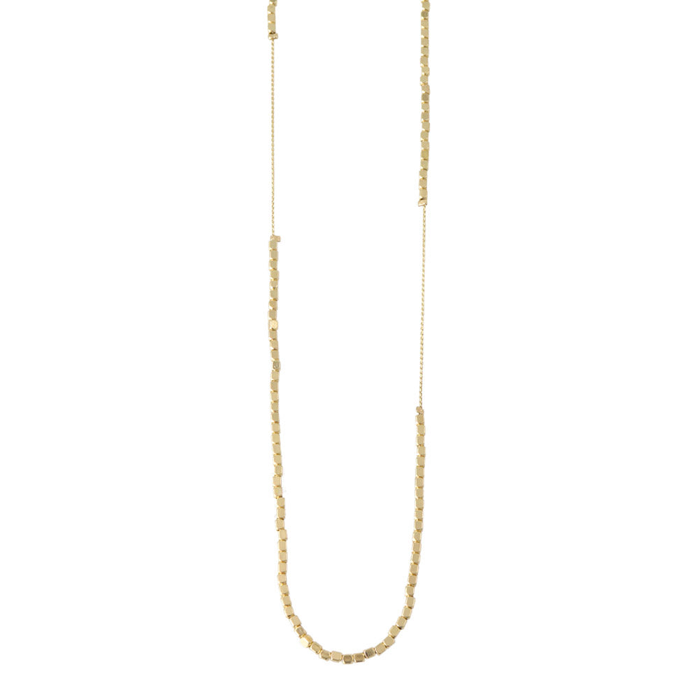 Cube Bead Long Asymmetrical Necklace