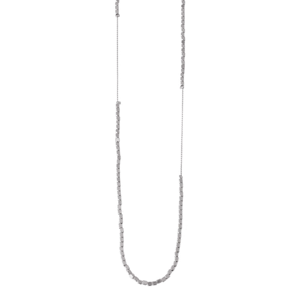 Cube Bead Long Asymmetrical Necklace