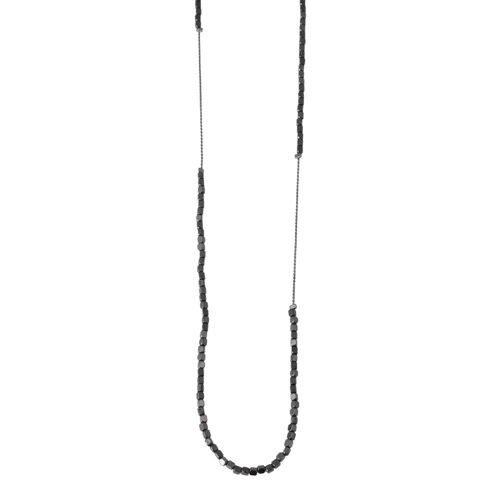 Cube Bead Long Asymmetrical Necklace