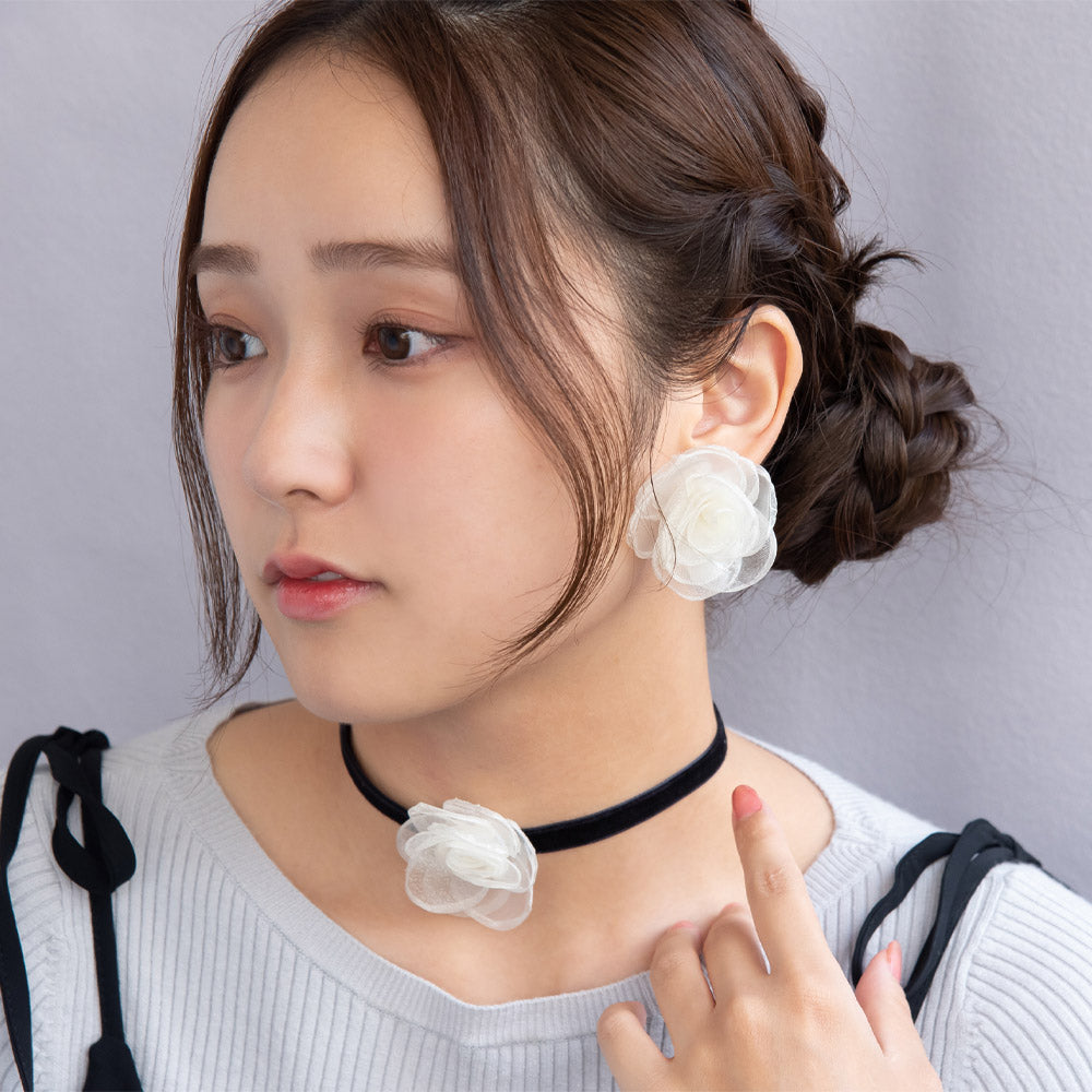 Large Rose Velvet Choker - Main Image