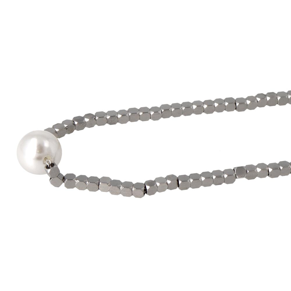 Cube Bead Single Pearl Necklace