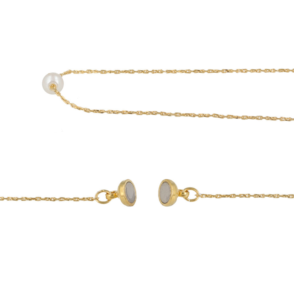 Mini Faux Pearl Magnet Clasp Necklace
