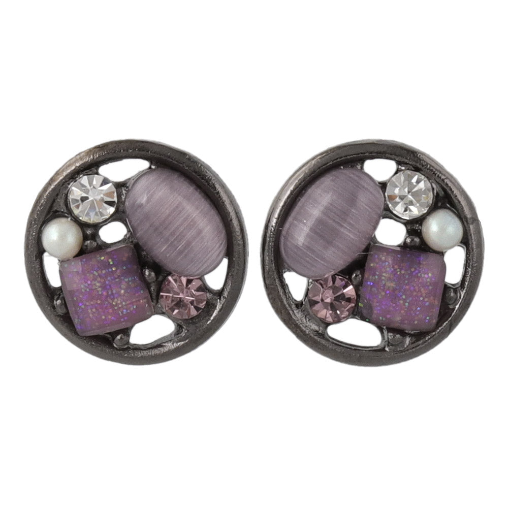 Gemmed Circle Stud Earrings