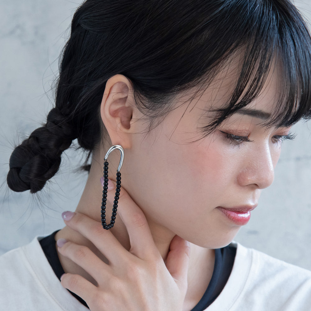 Bead Chain Oval Earrings