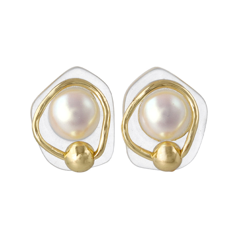 Embedded Pearl Resin Earrings