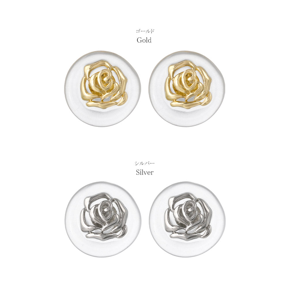 Embedded Rose Circle Resin Earrings