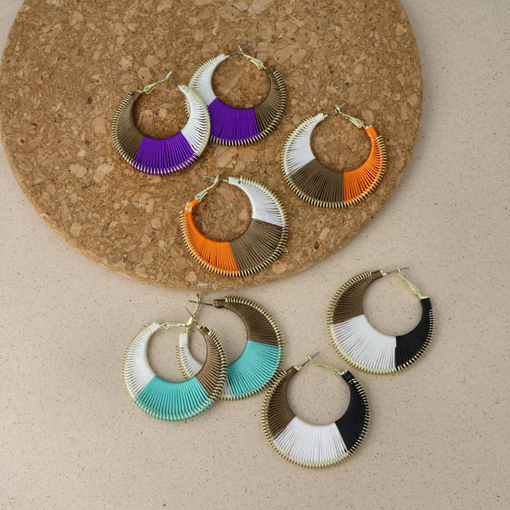 Thread Hoop Woven Thread Hoop Earrings
