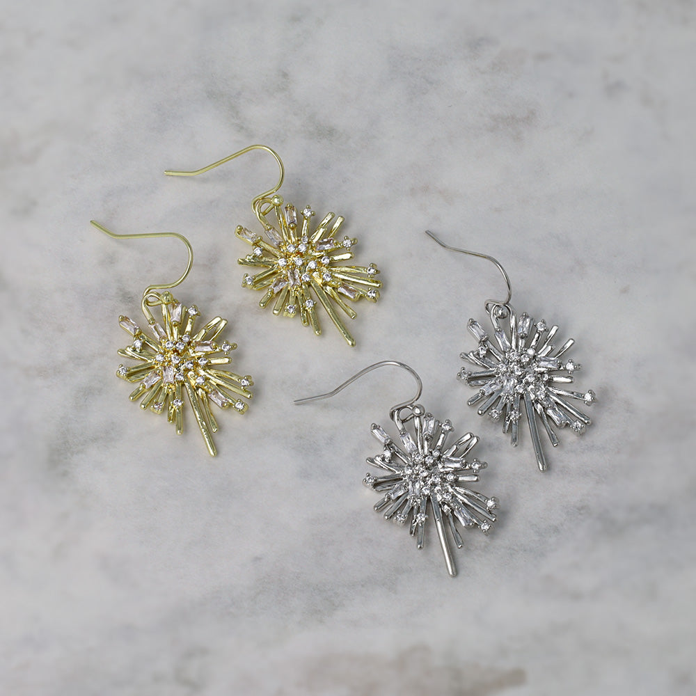 Jeweled Snowflake Drop Earrings - osewaya