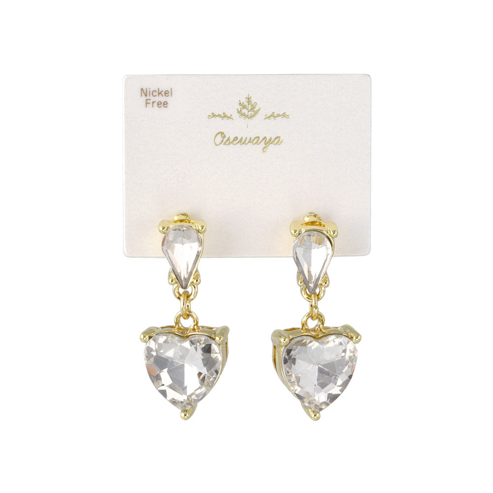 CZ Heart Drop Earrings