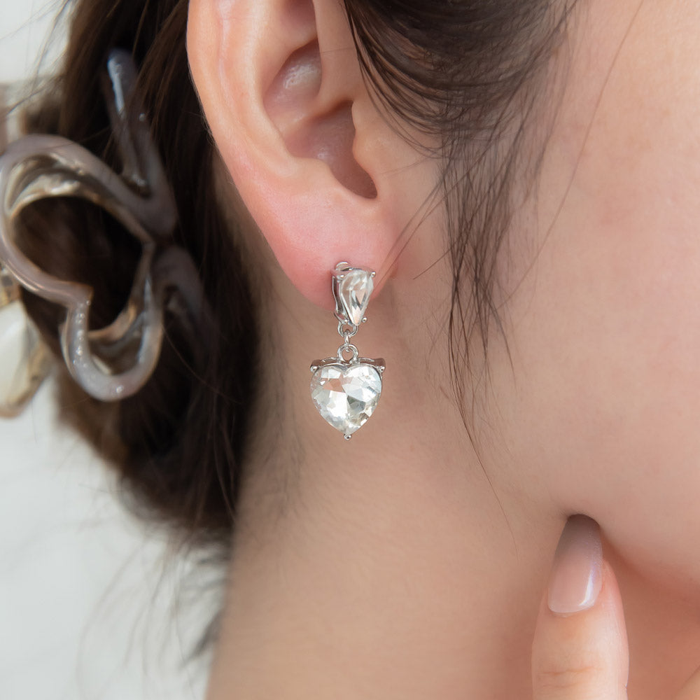 CZ Heart Drop Earrings