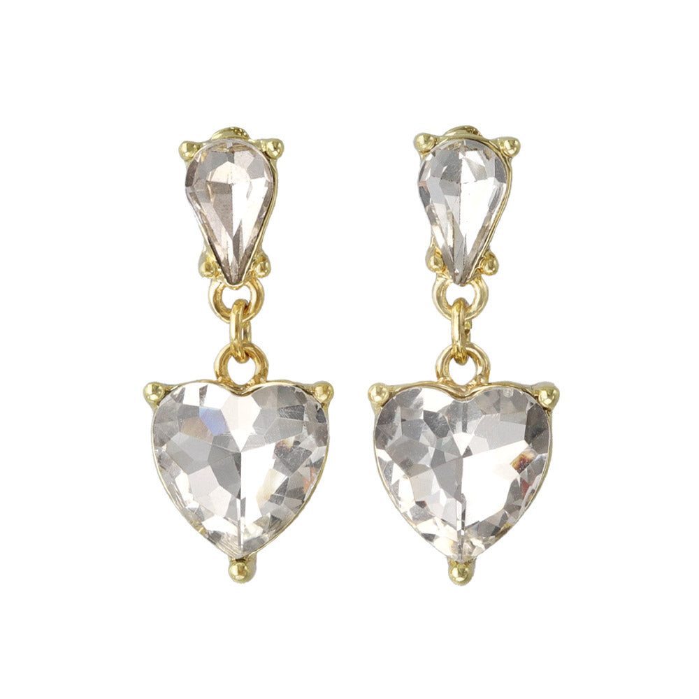 CZ Heart Drop Earrings