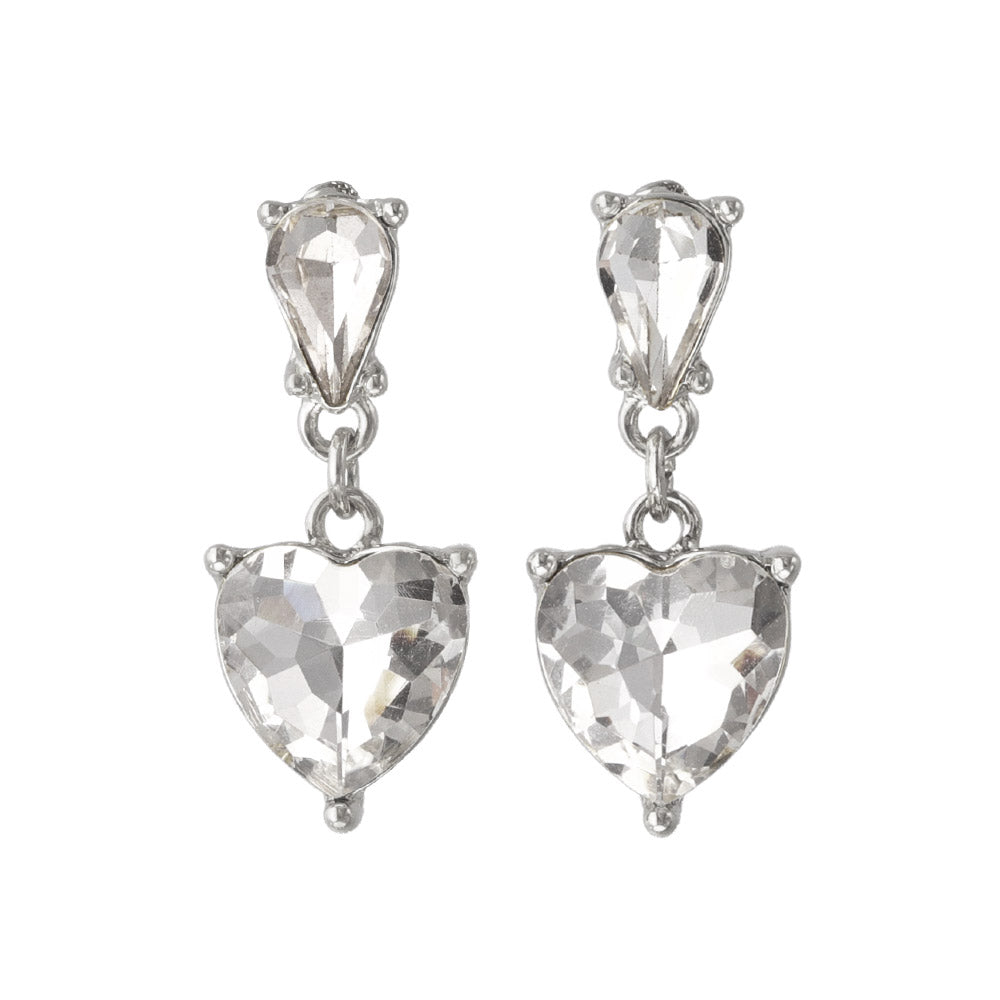 CZ Heart Drop Earrings