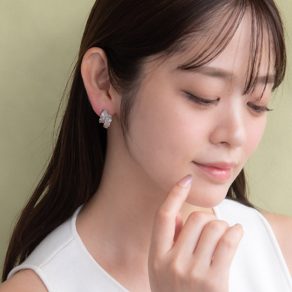 Gemmed Double Rectangular Earrings