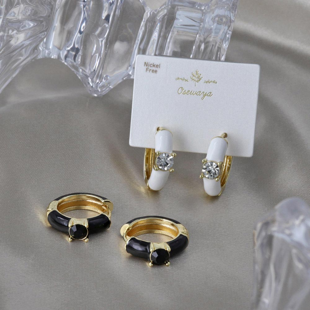 Front Stone Hoop Earrings
