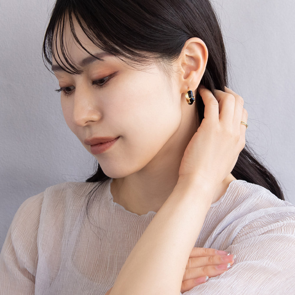 Front Stone Hoop Earrings