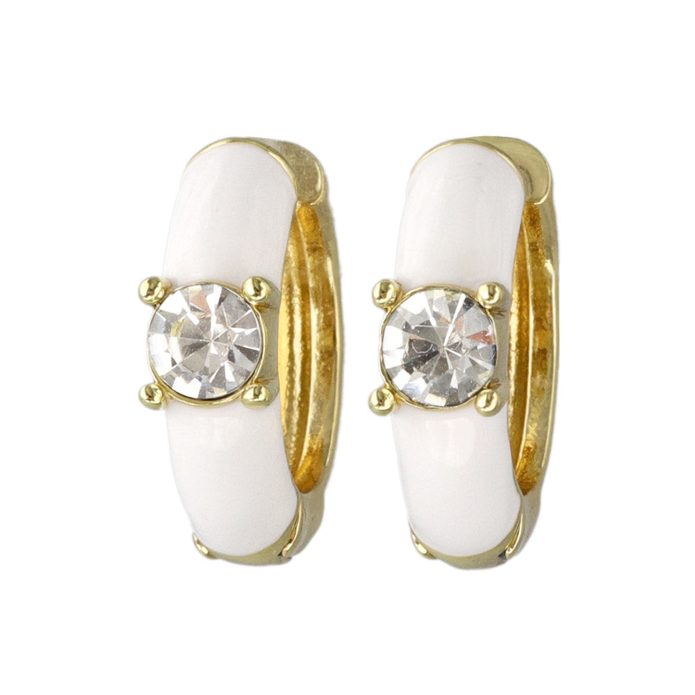 Front Stone Hoop Earrings