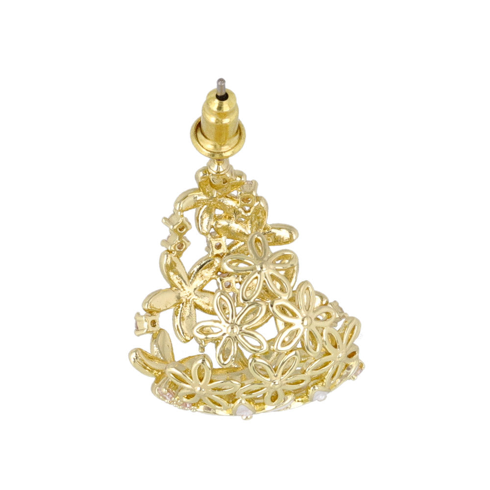 Flower Encrusted Wide Hoop Earrings