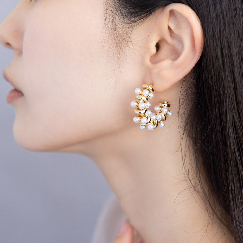 Pearlized Fancy Hoop Earrings