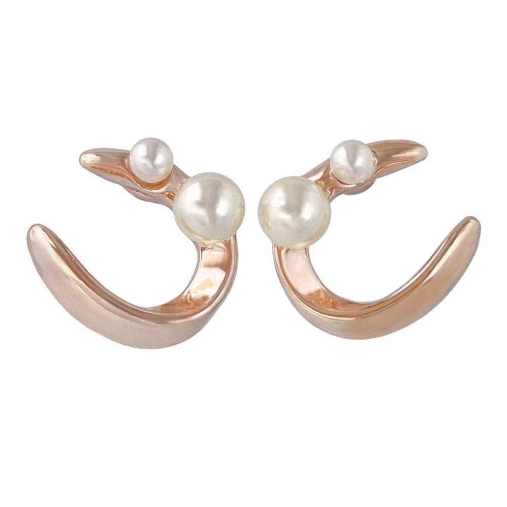 Rose Silver Pearlized Horseshoe Studs