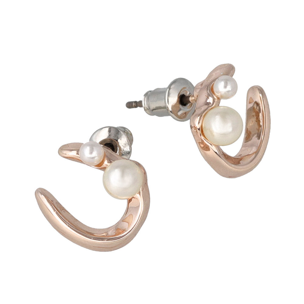 Rose Silver Pearlized Horseshoe Studs