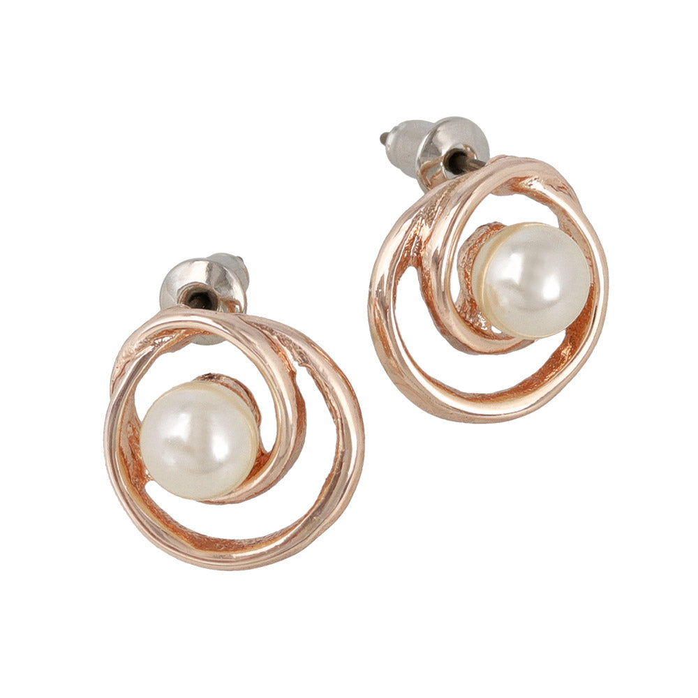 Rose Silver Pearlized Swirl Earrings