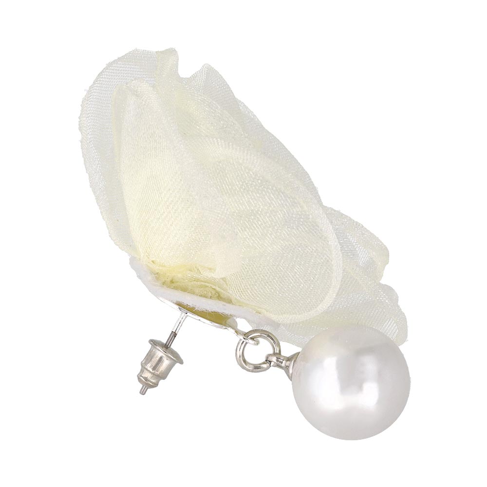 Large Rose Pearl Drop Earrings