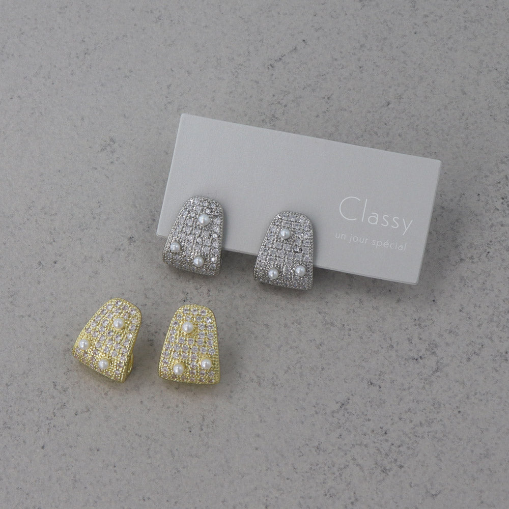 Diamante Wide Curve Earrings