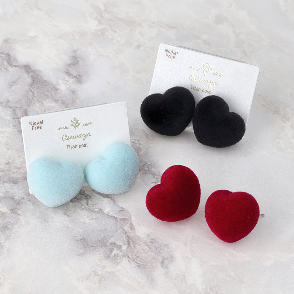 Flocked Puffy Heart Earrings