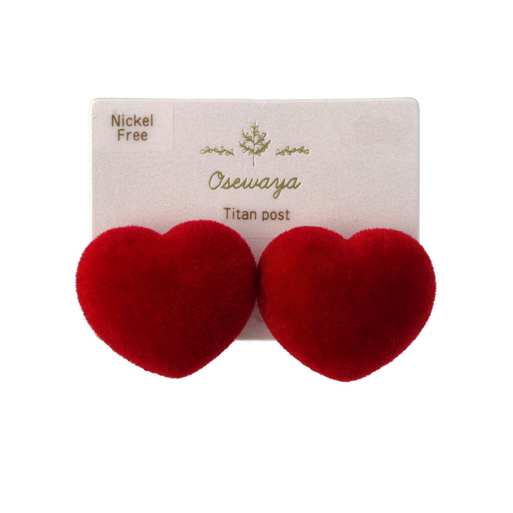 Flocked Puffy Heart Earrings