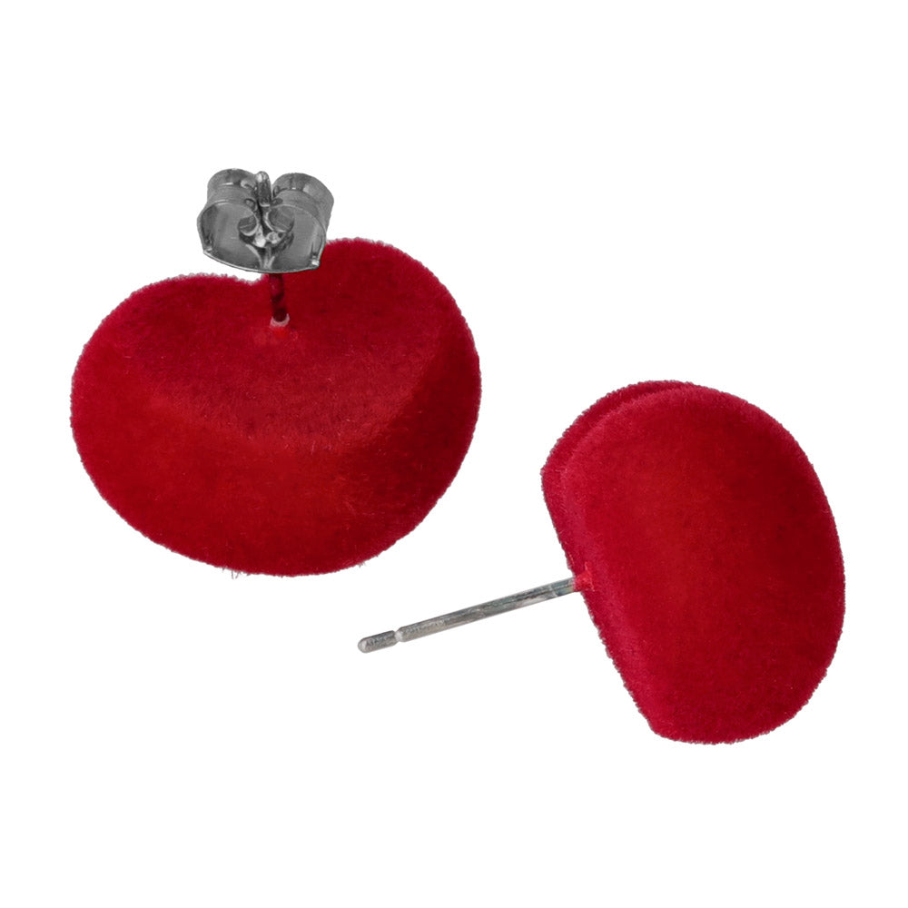 Flocked Puffy Heart Earrings