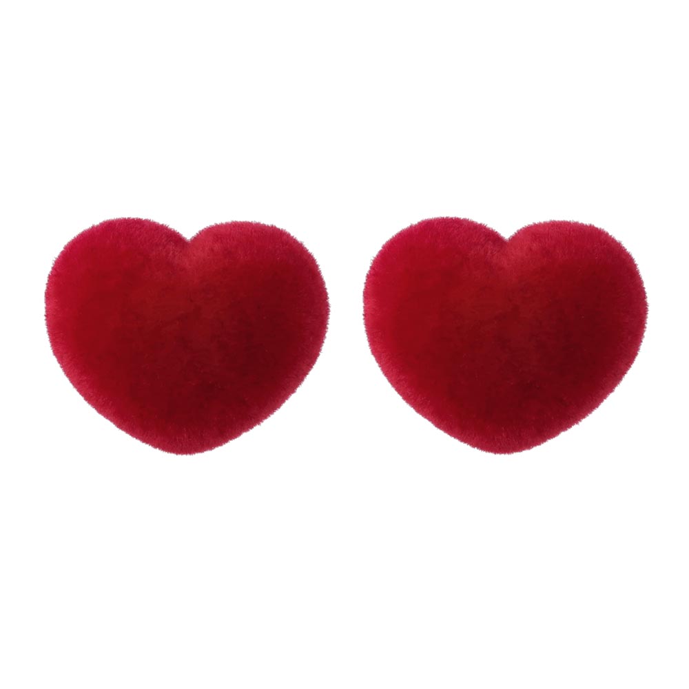 Flocked Puffy Heart Earrings