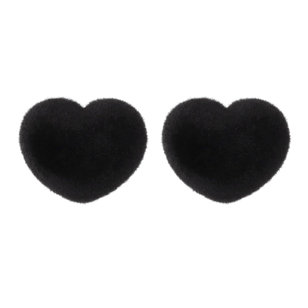 Flocked Puffy Heart Earrings