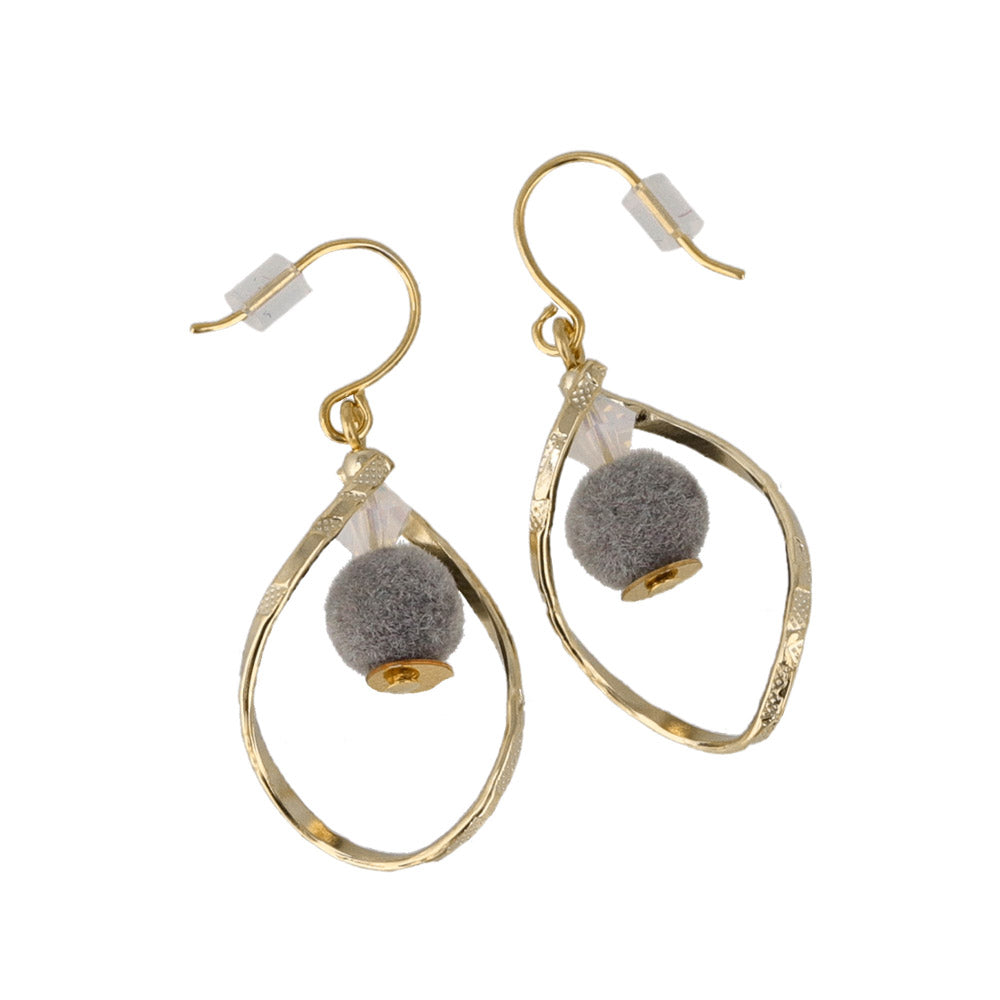 Pompom Twisty Hoop Earrings