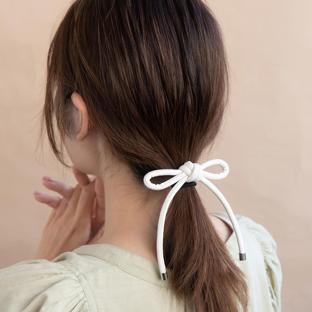 Faux Leather Bow Knot Hair Tie