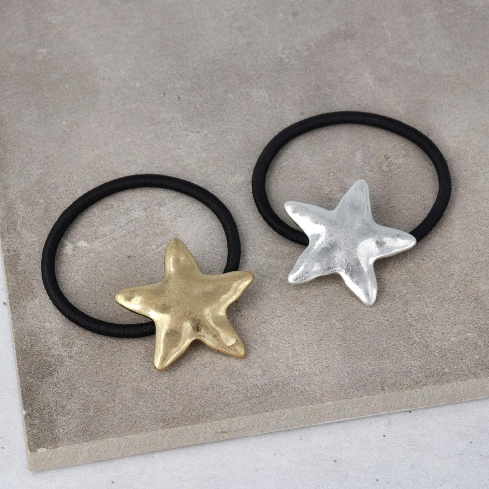 Distressed Metal Star Hair Tie