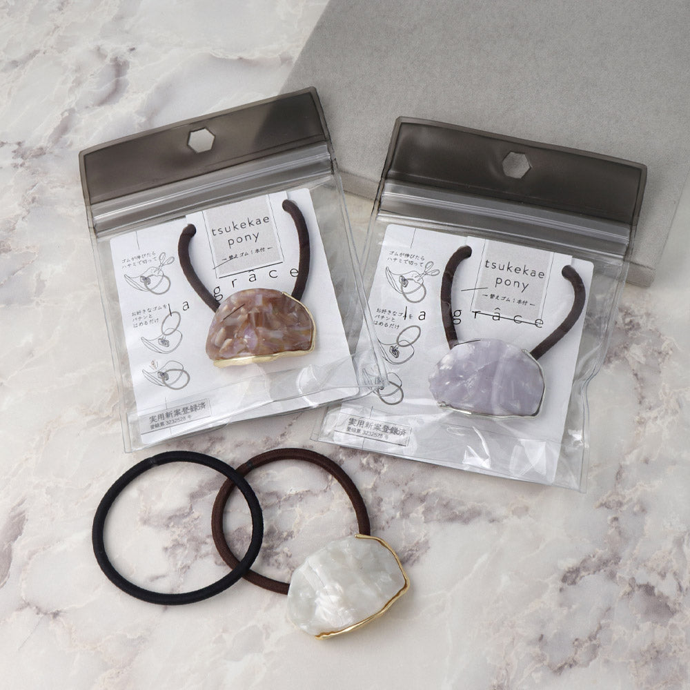 Tsukekae Oval Marble Hair Tie - osewaya