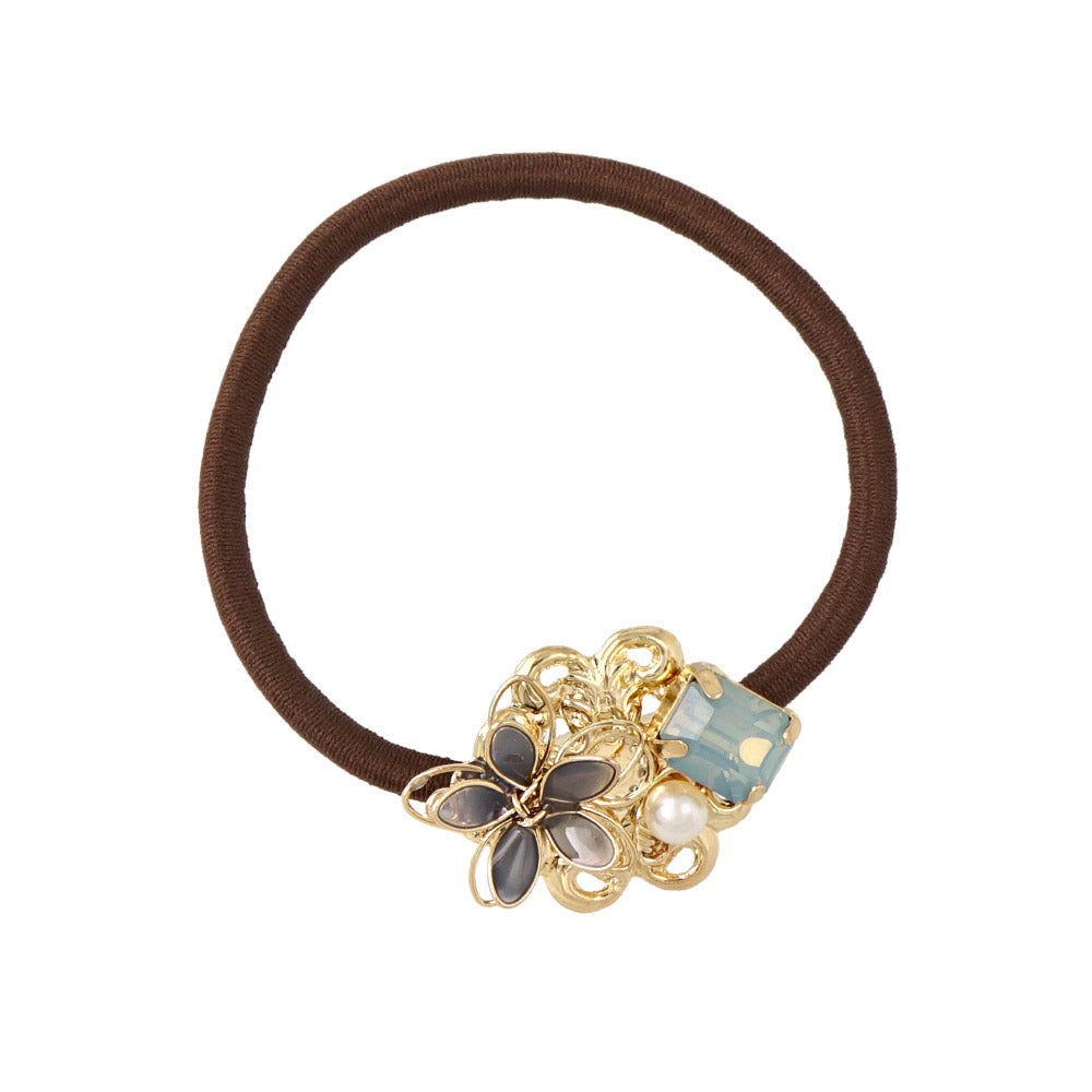 Flower and Stone Hair Tie