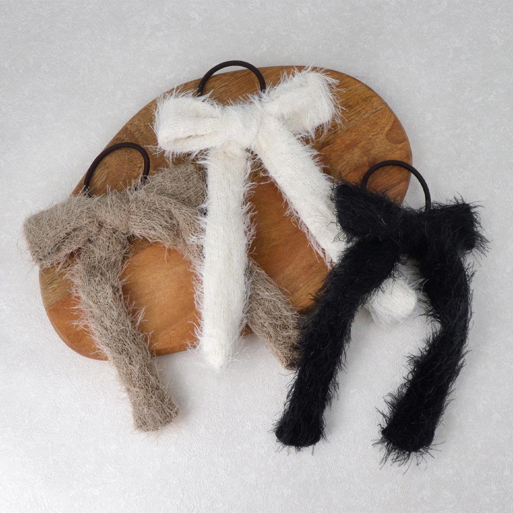 Furry Long Tail Bow Hair Tie
