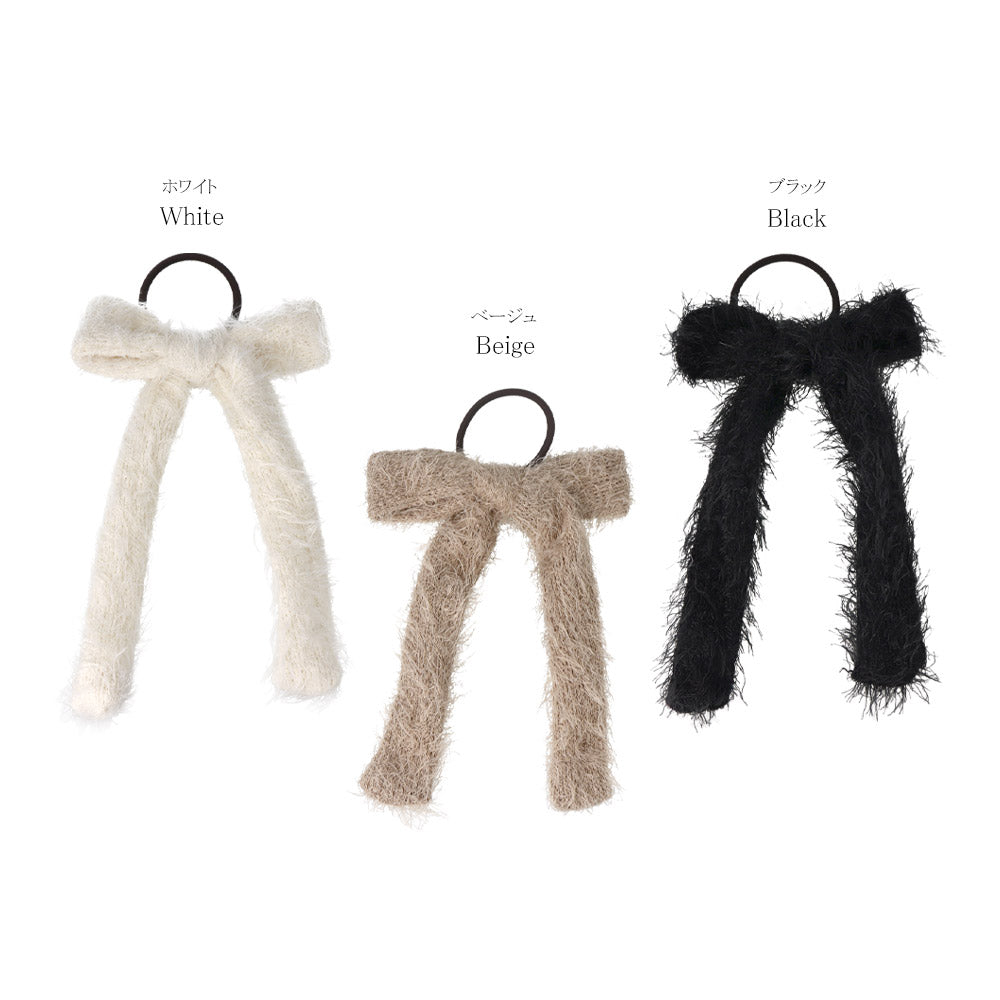 Furry Long Tail Bow Hair Tie