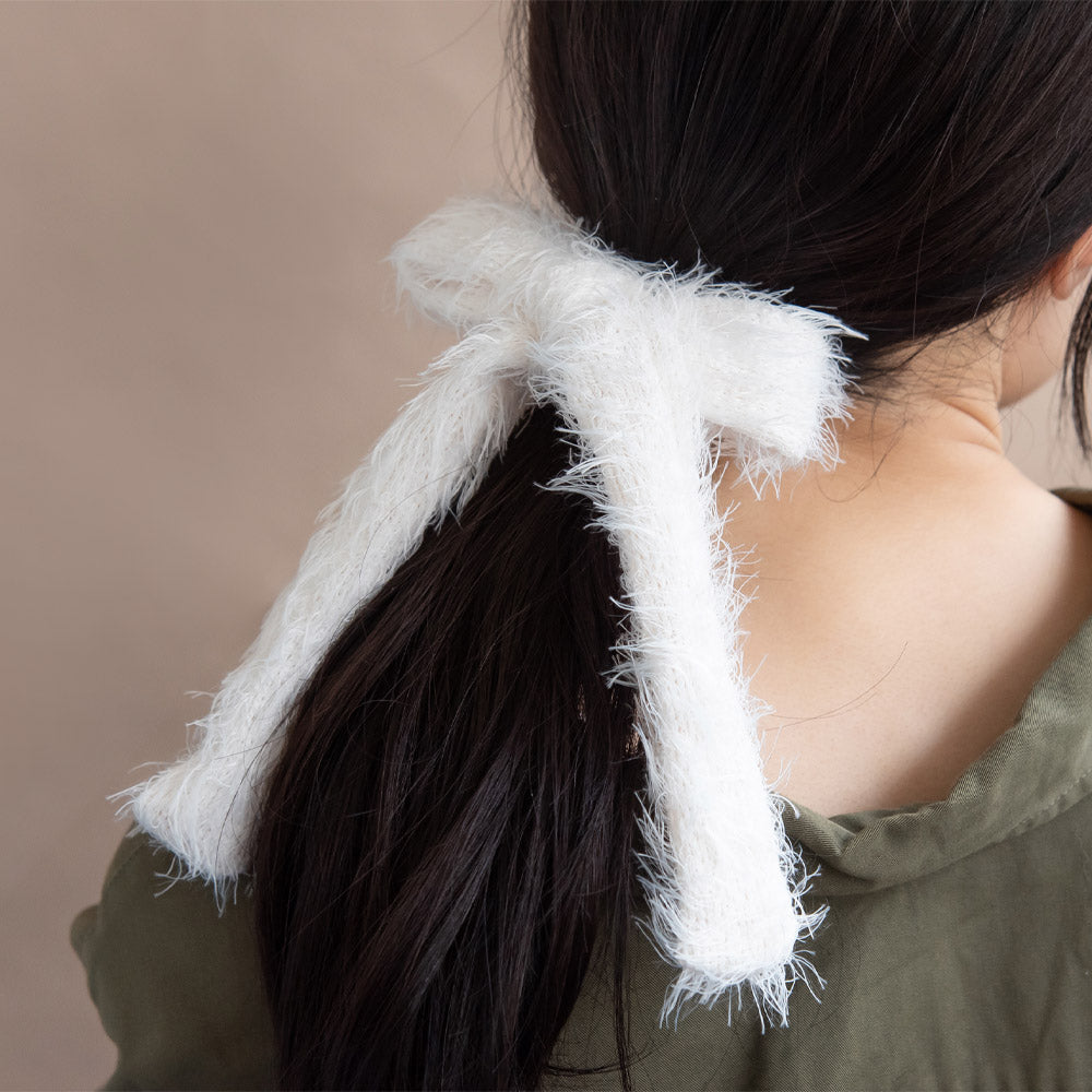 Furry Long Tail Bow Hair Tie